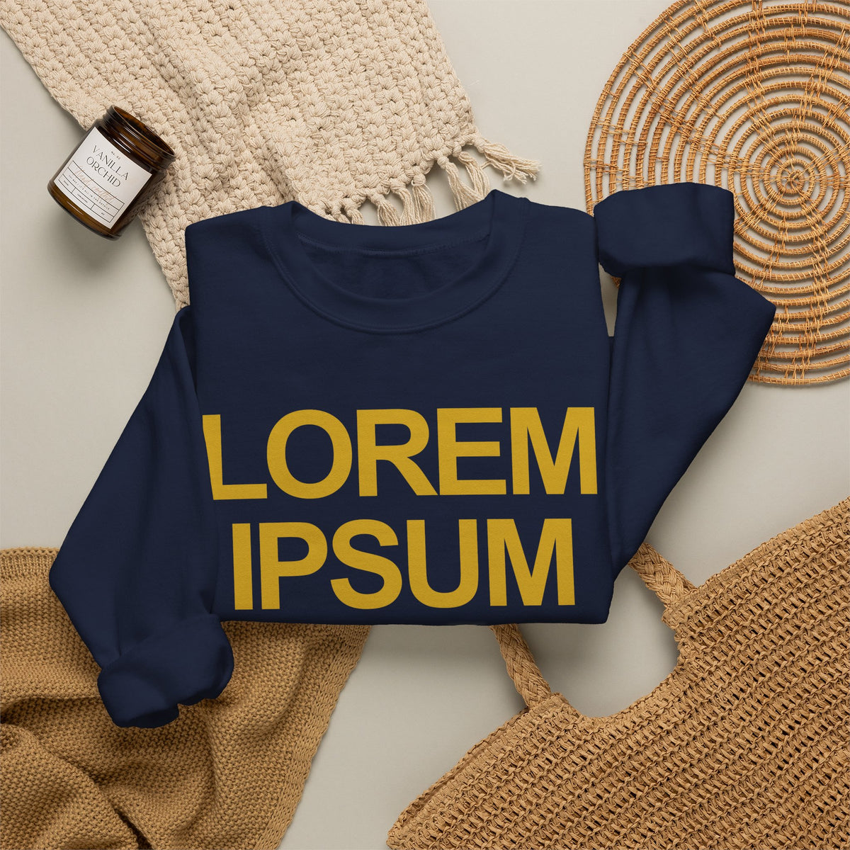 Minimalist "Lorem Ipsum" Crewneck Sweatshirt — Embroidered Typographic Crew for Writers & Designers