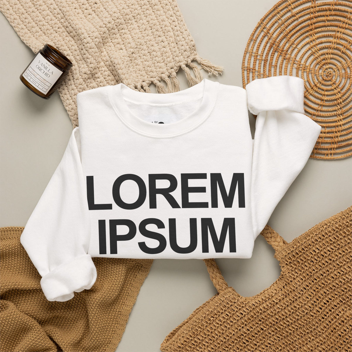 Minimalist "Lorem Ipsum" Crewneck Sweatshirt — Embroidered Typographic Crew for Writers & Designers