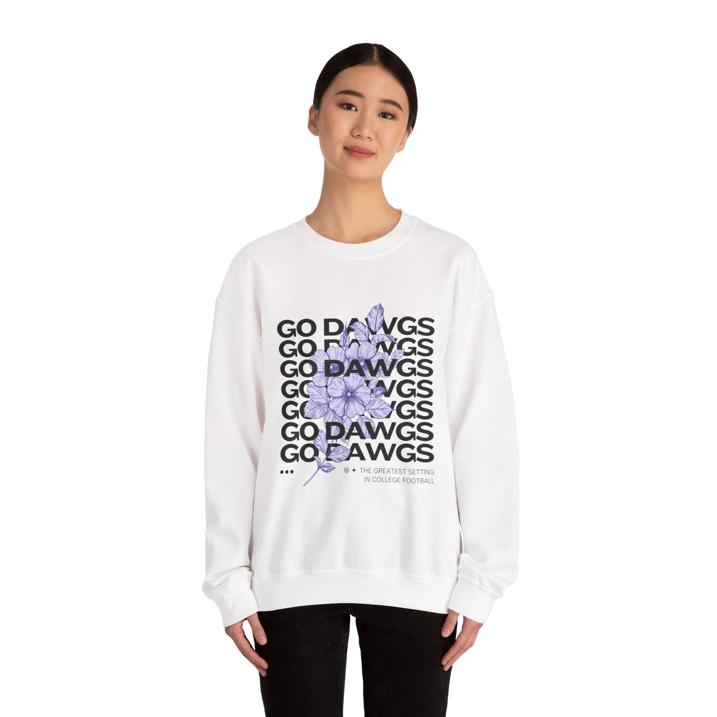 Go Dawgs Floral Crewneck Sweatshirt | UW Huskies Gameday Apparel