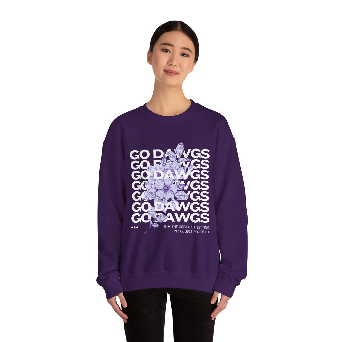Go Dawgs Floral Crewneck Sweatshirt | UW Huskies Gameday Apparel