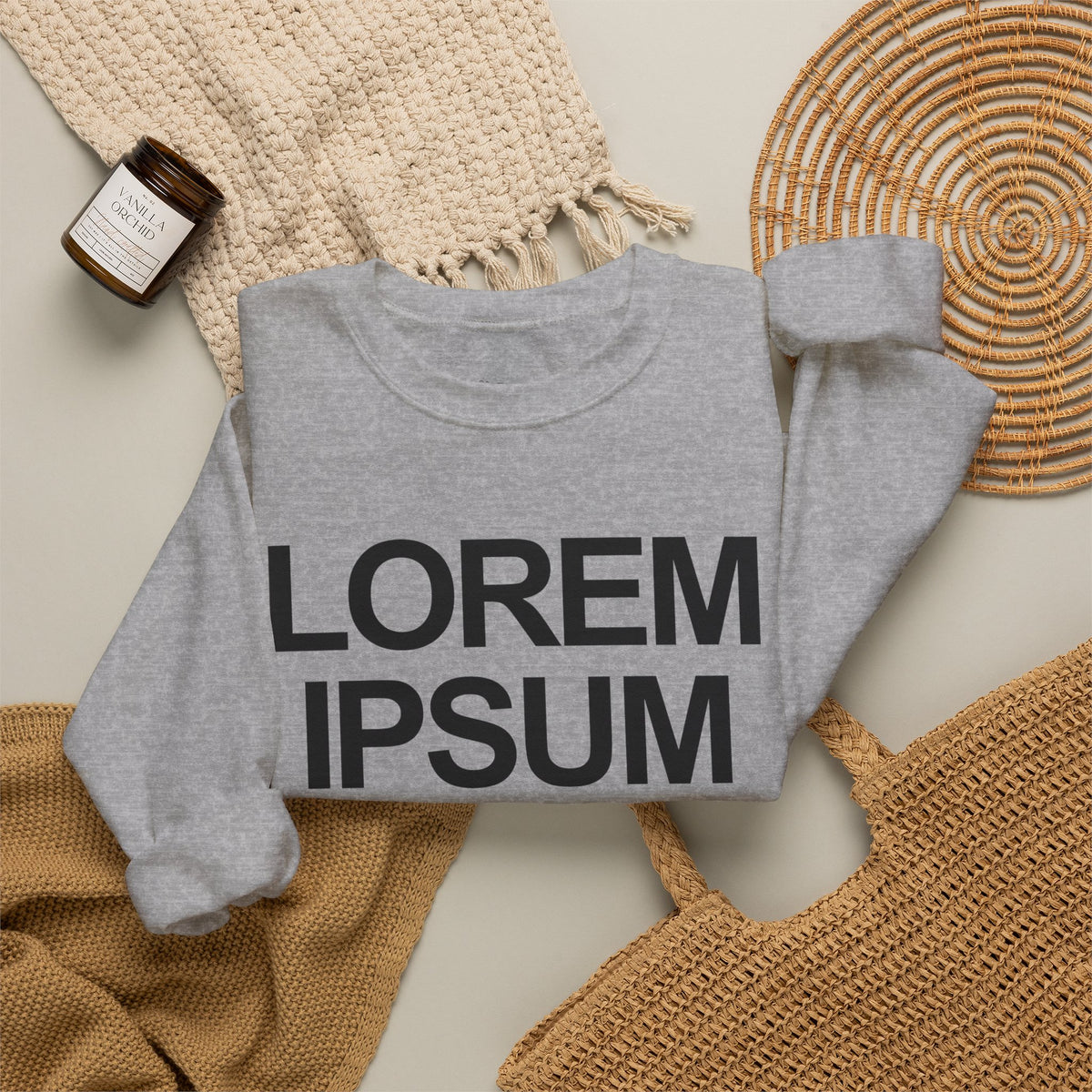 Minimalist "Lorem Ipsum" Crewneck Sweatshirt — Embroidered Typographic Crew for Writers & Designers