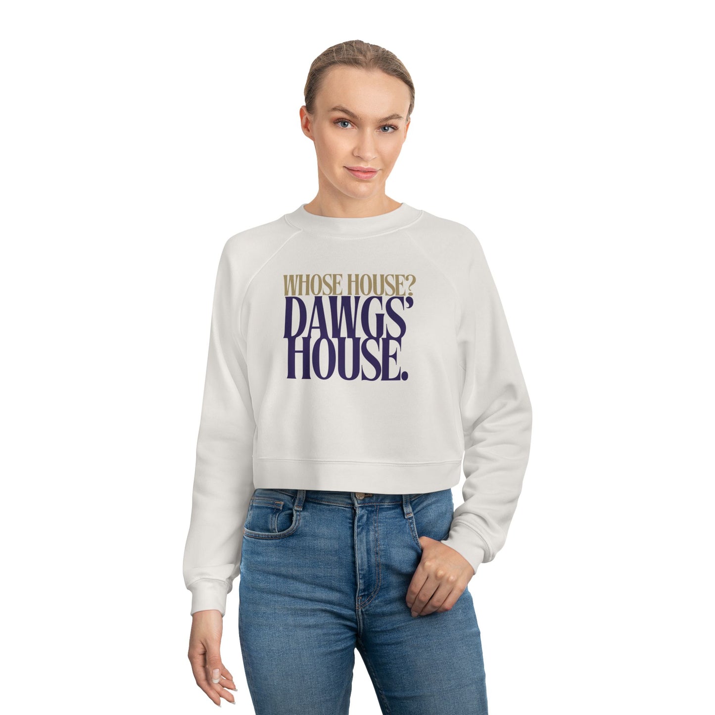 Stylish Women's Cropped Fleece Pullover, Casual Tops, Cozy Streetwear, Perfect for Game Day