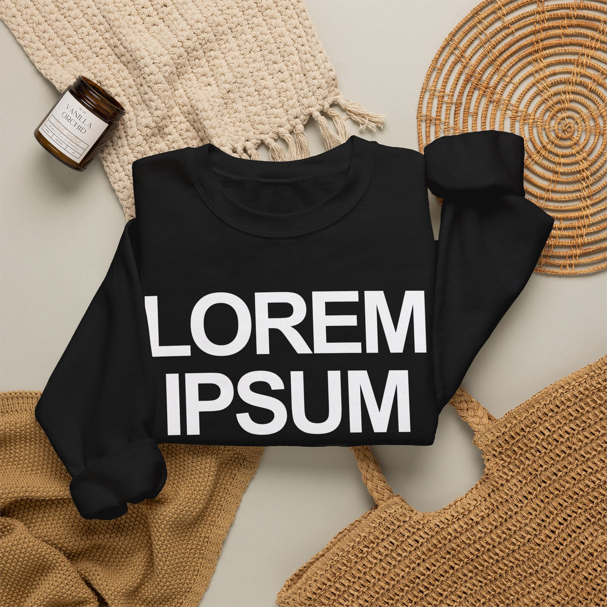 Minimalist "Lorem Ipsum" Crewneck Sweatshirt — Embroidered Typographic Crew for Writers & Designers