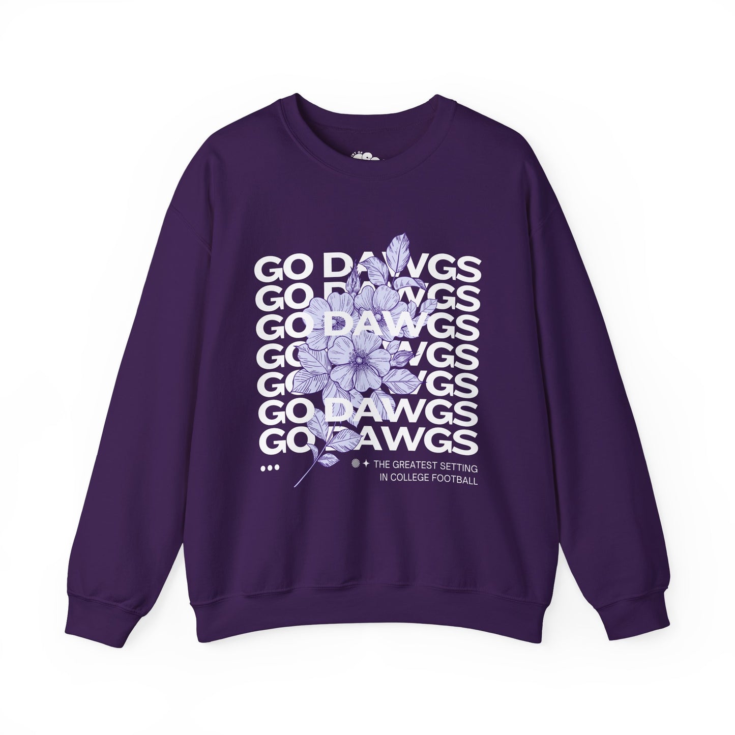 Purple, Unisex Go Dawgs Huskies floral crewneck UW